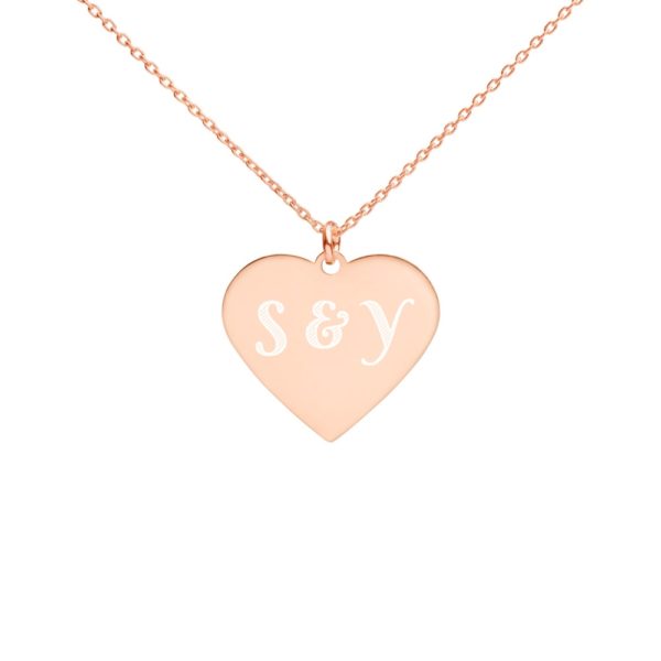 Custom Couple Initial/Text Engraved Heart Necklace - Image 2
