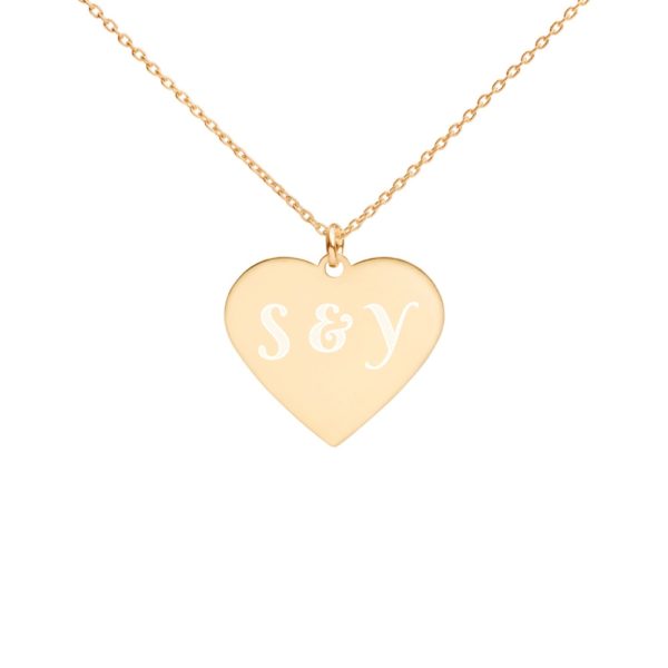 Custom Couple Initial/Text Engraved Heart Necklace