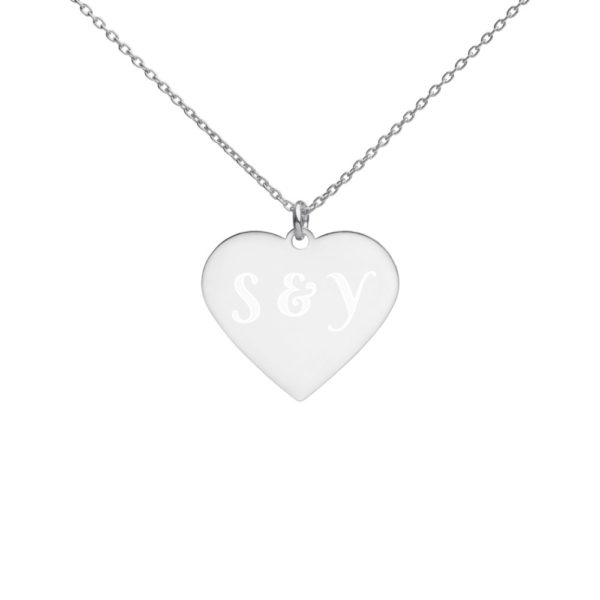 Custom Couple Initial/Text Engraved Heart Necklace - Image 3